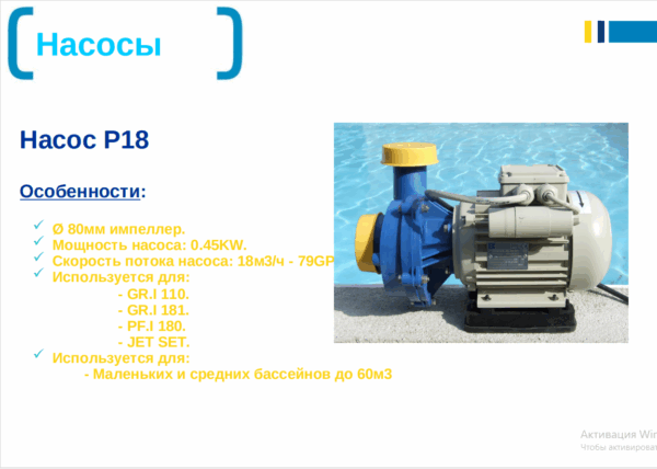 Насос Desjoyaux P18, 18 м3/г, 0,45 кВт, 230 В — изображение 2
