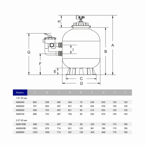 Фільтр Aquaviva MSD700 (19 м3/год, D700) — изображение 2