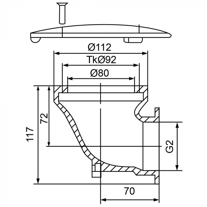 Донний злив Fitstar 2015020, 2", бічне підключення, 168 мм — изображение 2