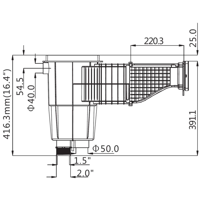 Скімер Emaux EM0180-SC MIRROR під лайнер, латунні вставки — изображение 2