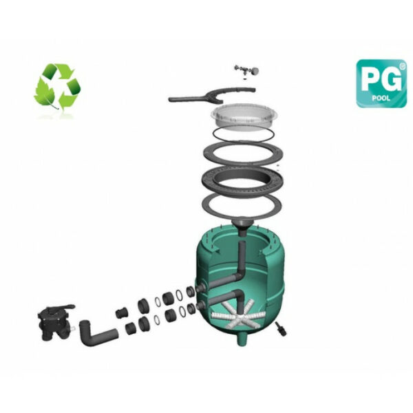 Фільтр 615мм з боковим клапаном для 125кг піску, 15м3/год, PG “FILTRONE LLT” PG-021813LLT — изображение 2