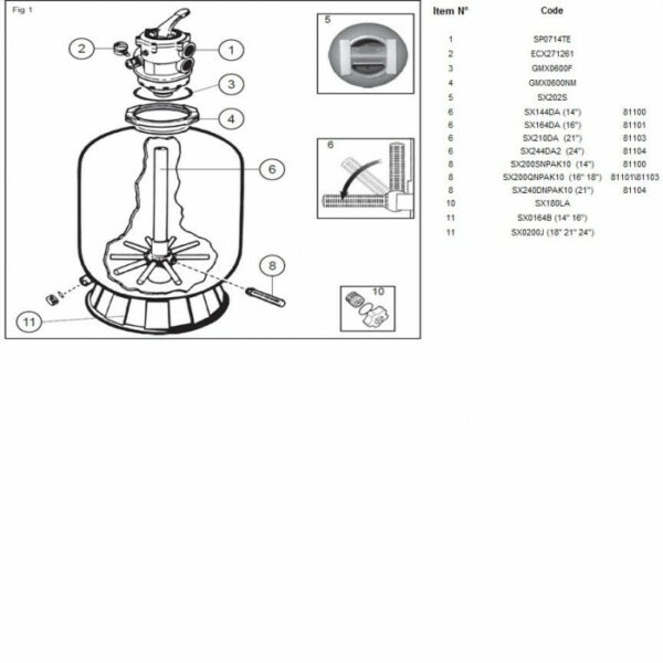 Фільтр Hayward PowerLine PWL D611 81104 (14м3/год, 611мм, 150кг, верх) — изображение 2