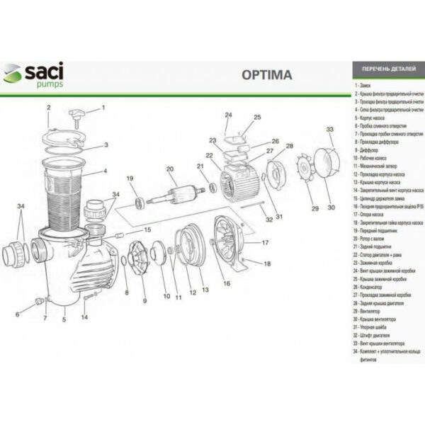 Насос Saci Optima 25M, 220B, 6 м3/год, 0,16 кВт, 50 мм/1,5″ — изображение 5