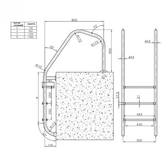 Сходи Kripsol Munich EMI 3.D AISI-304 (3 ступені) — изображение 2